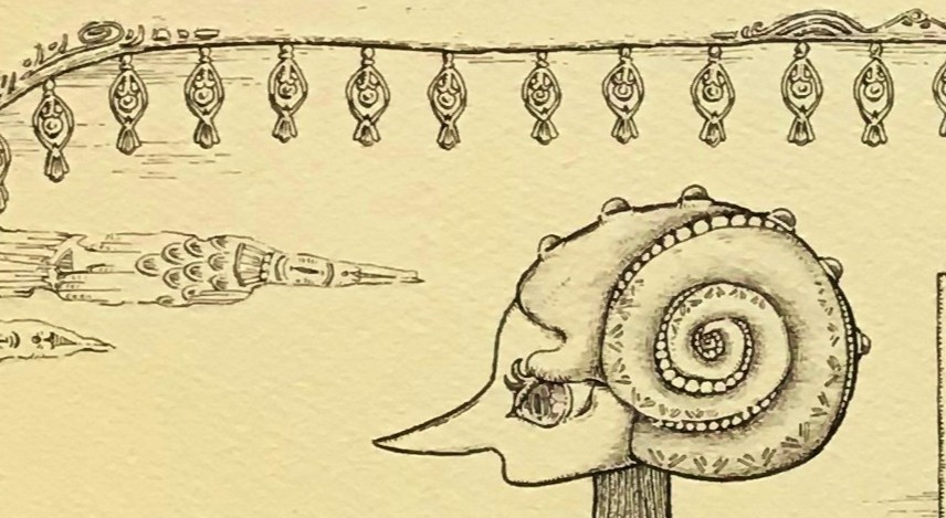 作品の一部(頭部)をアップにしています。