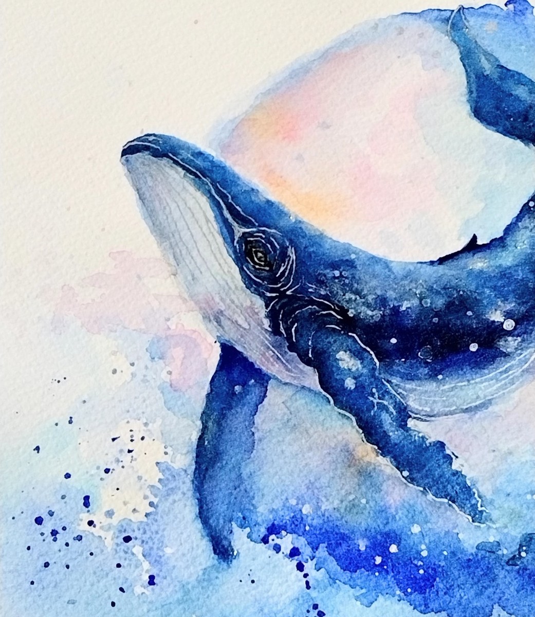 絵左側。
偏光絵具使用のため、傾きや角度によって色の濃度や輝きが違って見えます。