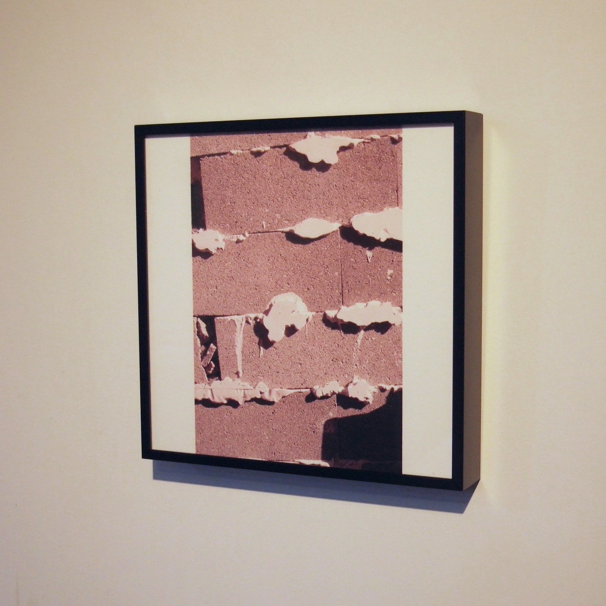 シンプルでモダンなアルミの黒フレームで額装し白い壁面に飾る