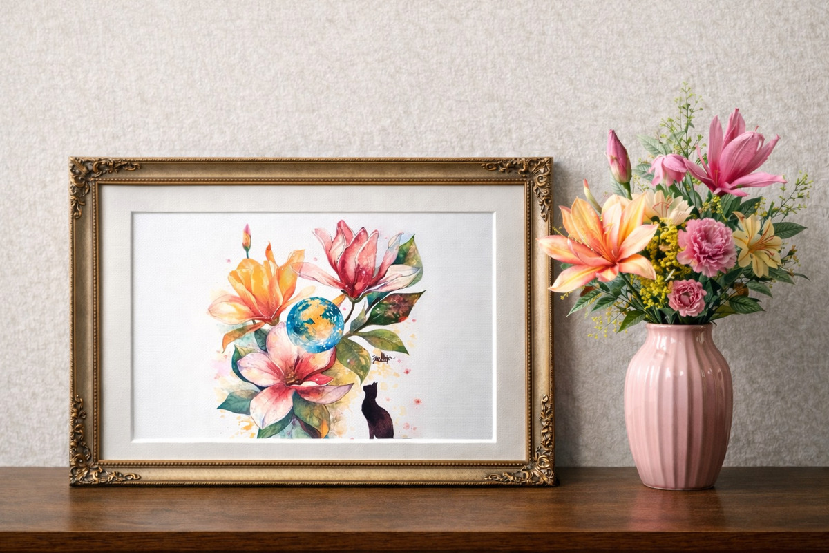 額装のイメージ画像です。
*販売は絵単体になります。