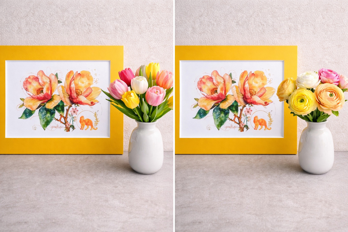 お部屋を明るく見せます。
*簡易額装作品です。反射の関係で保護シート無しで撮影しています。