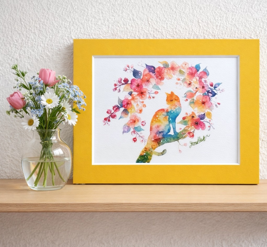 空間にポジティブで明るい彩を添えます。
花瓶とも相性の良い作品を制作しております。