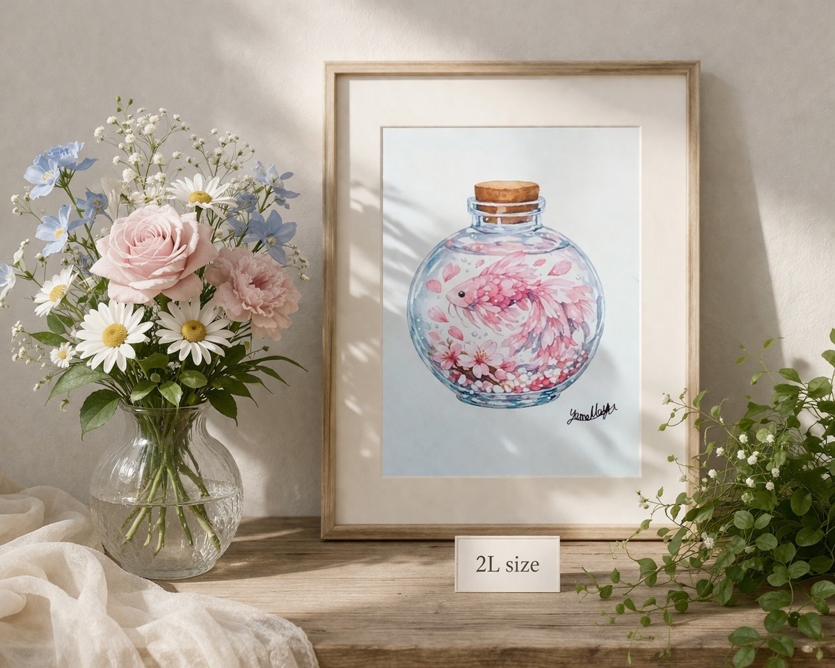 瓶の中を泳ぐ優雅な姿が、あなたの日々に静かな安らぎと春の彩りを添えてくれます。